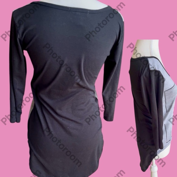 Chic Black and Gray Graphic Long Sleeve Top - Picture 4 of 6